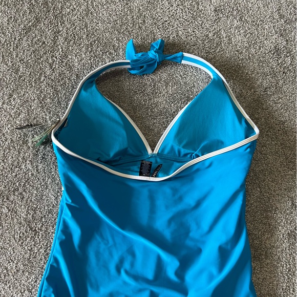 Anne cole swim suit womens 18 blue white one piece plus size summer beach swim - Picture 6 of 12